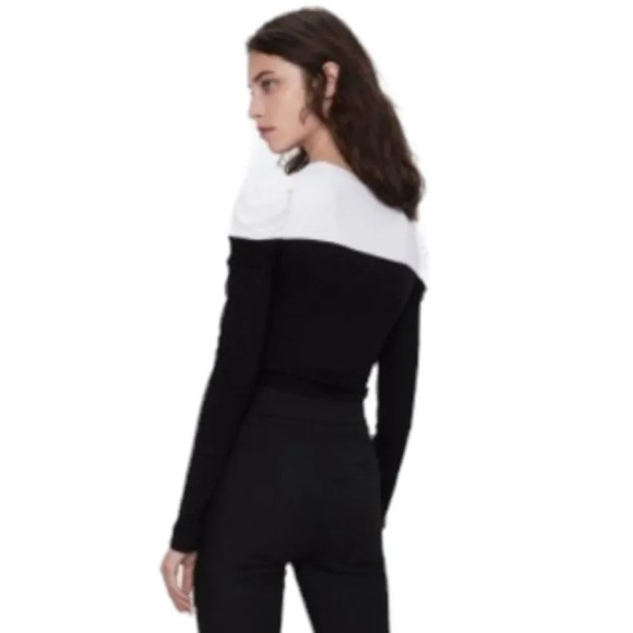 Zara Puff Sleeve Colourblock Knit Top - Picture 3 of 7